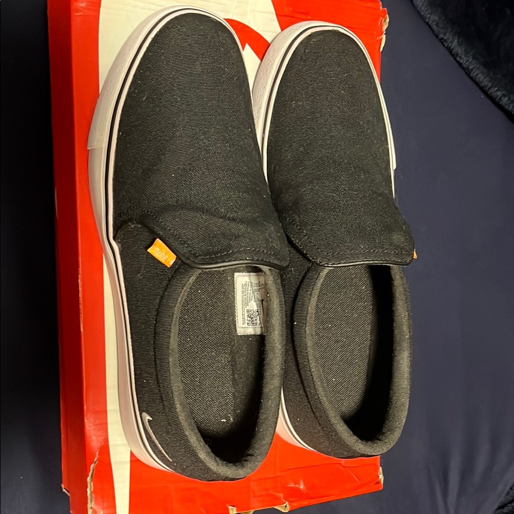 Nike Black Canvas Slip-Ons